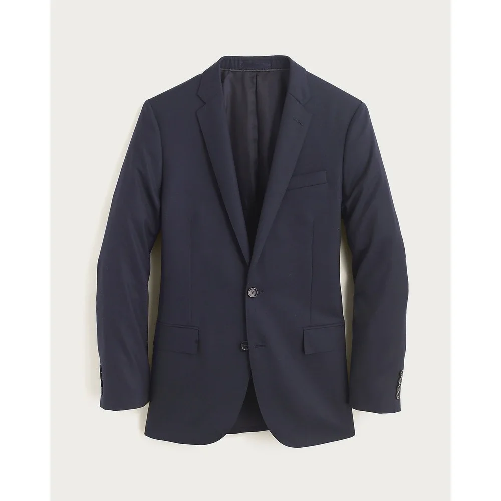 J Crew Loro Piana Ludlow Slim Fit 100% Wool Navy Blue Suit Jacket Blazer